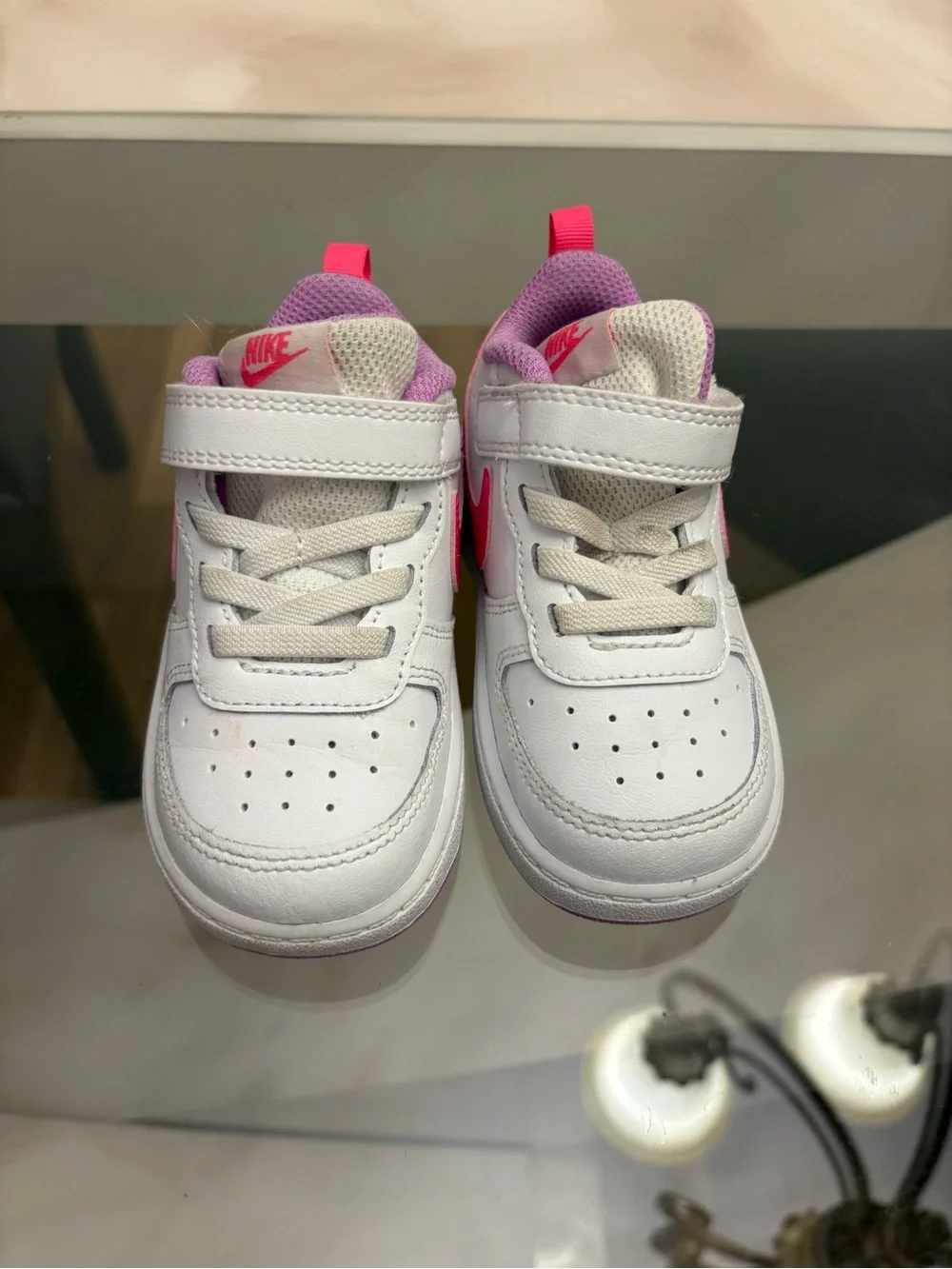 Nike Toddler Sneakers White Pink Hook and Loop Size 7C